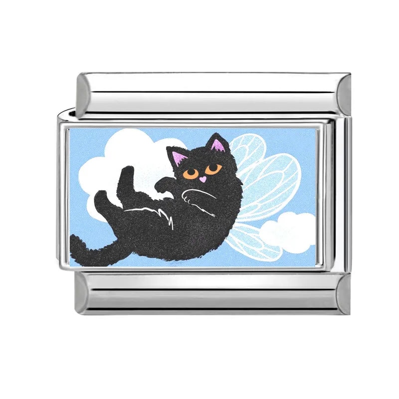 Fashion 2025 Cute Dried Fish Cats Italian Charm Link Fit Bracelet