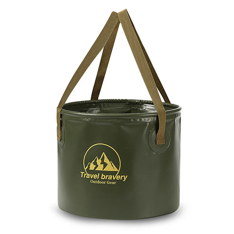 Portable Foldable Bucket Large Capacity Outdoor Camping Travel Qme 20L Green