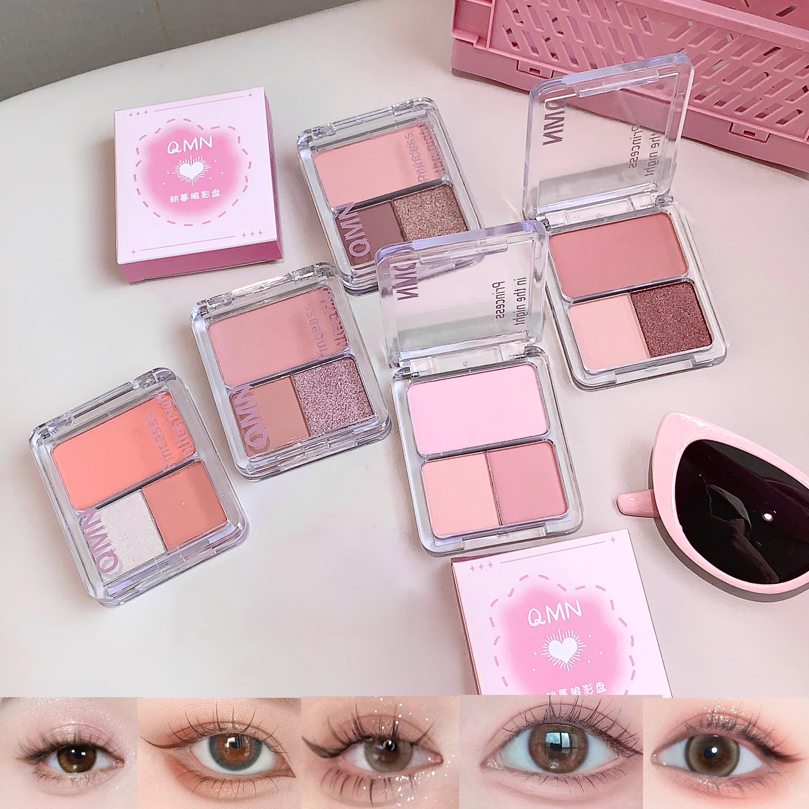 QMN Three-color Eyeshadow Palette Matte Pearlescent Long-lasting Qme
