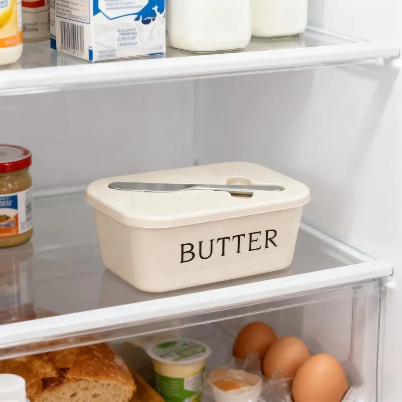 1pcs Butter Container Box with Knife Plastic Sealed Storage Box Cheese Box Oil Slicer Butter Plate Tableware Qme