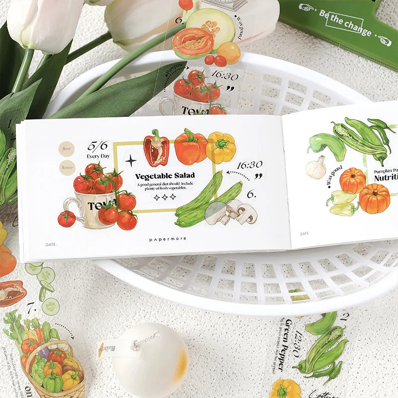 6 pcs/lot vegetable Stickers aesthetic Decorative Stick Labels journaling Album Scrapbooking Collage material Qme