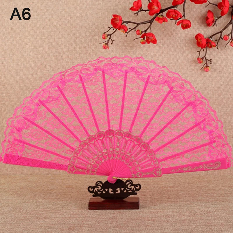 Japanese Pattern Art Craft Decor Vintage Lace Folding Fan Chinese Qme A6