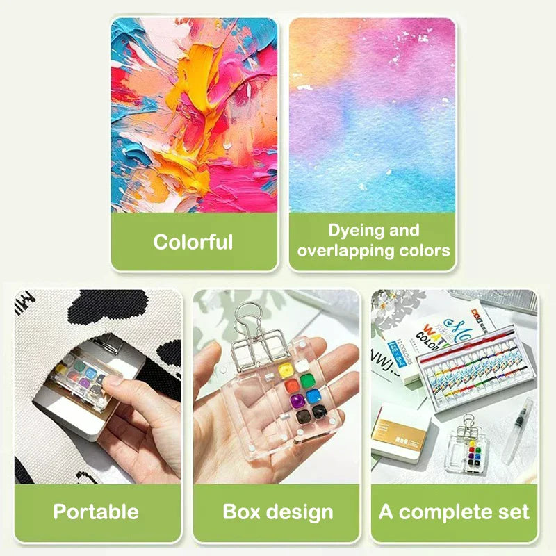Travel Watercolour Paint Palette Mini Pocket Artist Watercolor Sets Qme