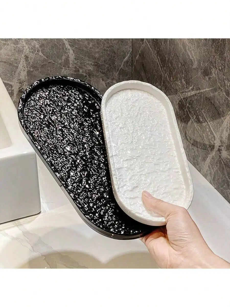 1 Bathroom Stone Tray Rack Bathtub Ceramic Jewelry Storage Washbasin Qme