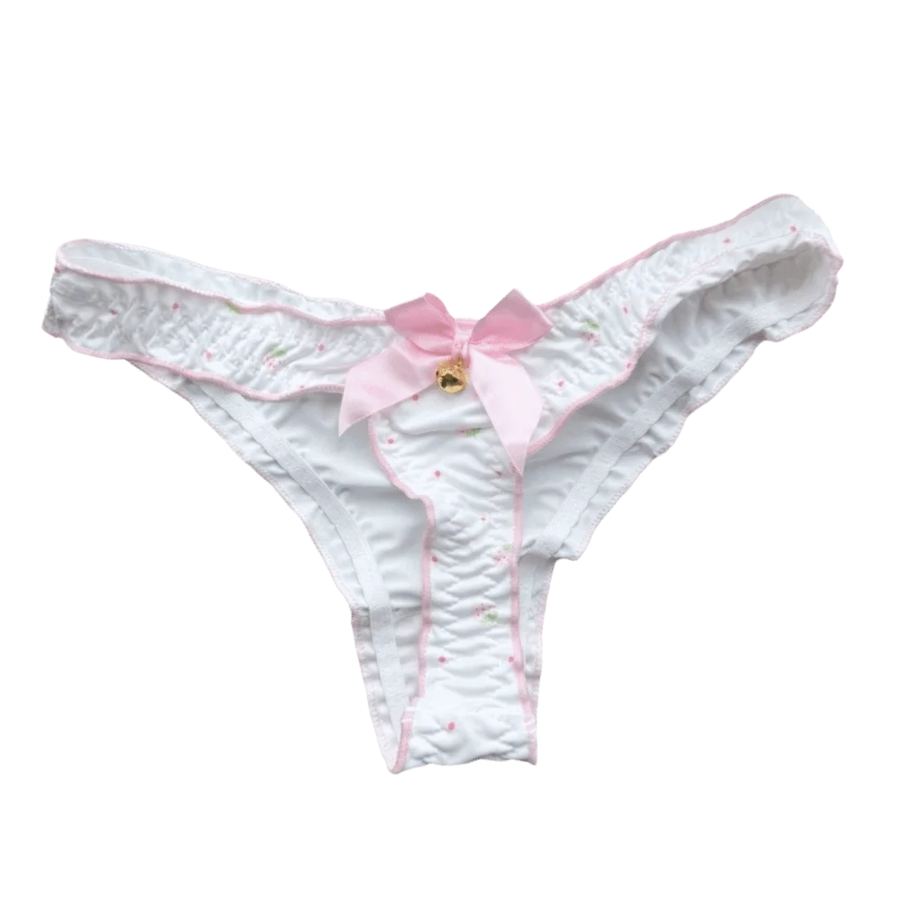 Lingerie Sweet Bow Women Panties Ruffle Low Waist Girls Briefs Flower Qme 1pc L Strawberry