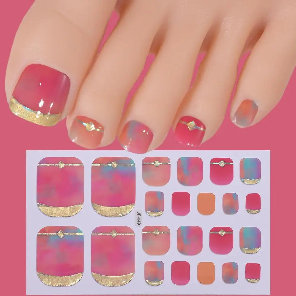 22tips Sheet Glitter Toenail Stickers Glittering Full Wraps Summer Qme S