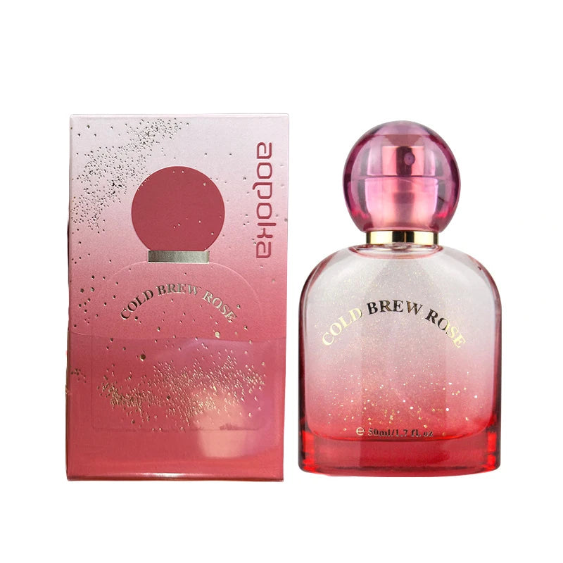 Luxury Rose Gold Shimmer Perfume Long Lasting Floral Woody Scent Qme Cold Rose