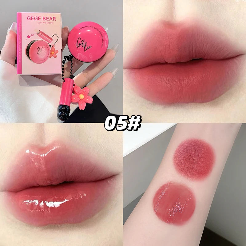 Gege Bear Dual Effect Velvet Matte Glossy Pendant Lip Glaze Hydrating Qme GX1371-5