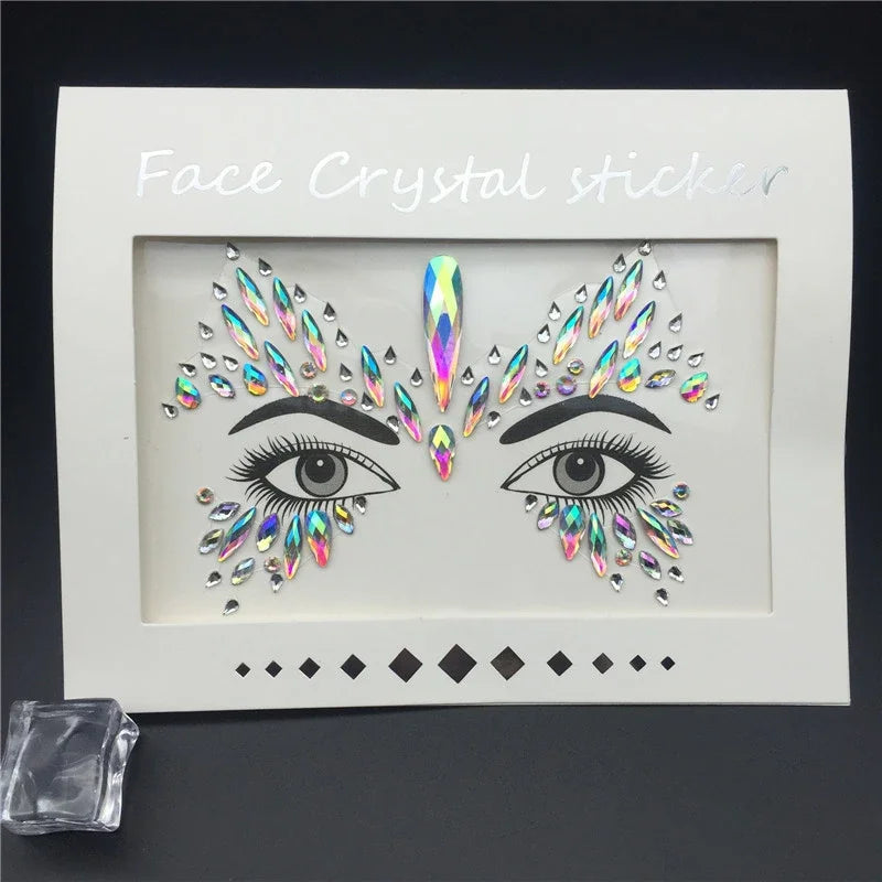 Face Gems Rhinestone Temporary Tattoo Jewels Festival Party Body Eyes Glitter Stickers Flash Mermaid Temporary Tattoos Sticker Qme
