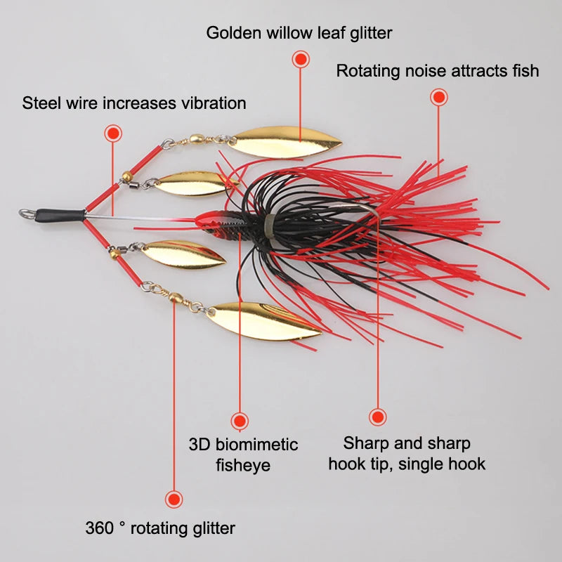 Lunker Spinner Baits Hard Fishing Lure Noisy Buzz Rotating Blade Qme