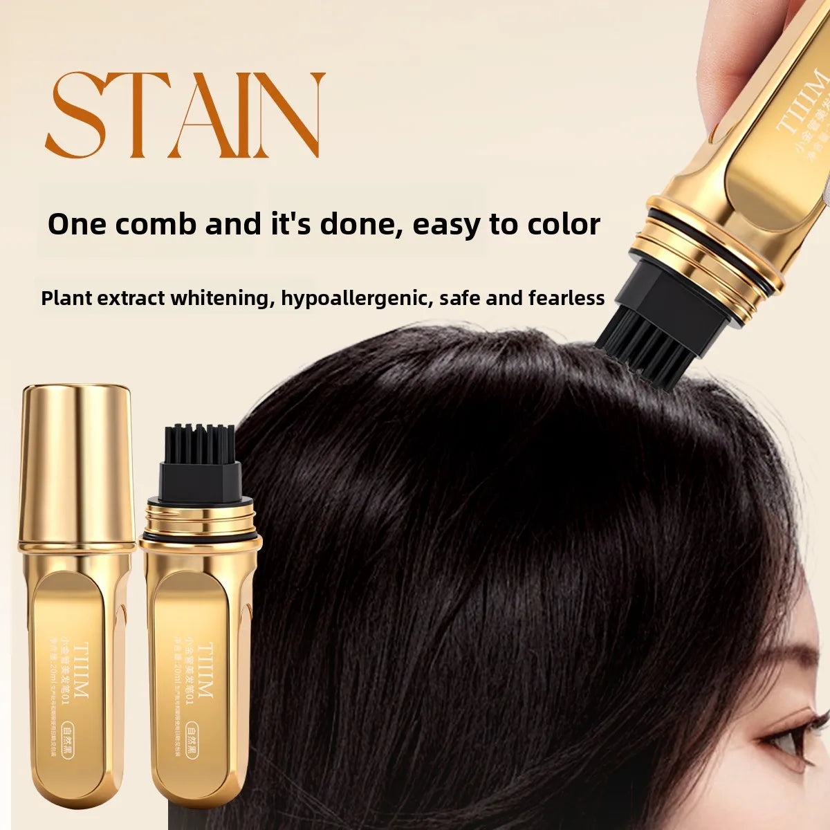 Hair Root Touch Up Pen Brush Waterproof Grey Coverage Quick Dry Qme