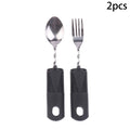 2 Stainless Steel Bendable Adaptive Cutlery Textured Handle Utensils Qme 2PCS Black