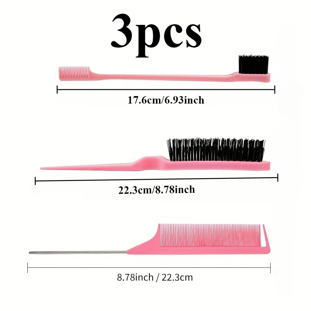 Styling Comb Set with Pointed Tail Comb, Double-Headed Fluffy Bristle Brush for Volumizing and Waving Hair, Beauty Tools Qme