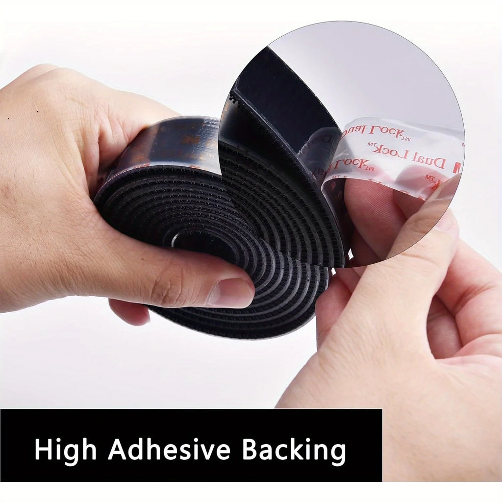 Black Dual Lock Mounting Tape, Reusable Interlocking Adhesive Sticky Hooks for Indoor & Outdoor Use Qme