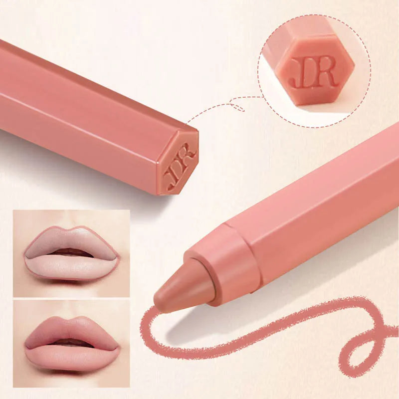 12 Colors Foaming Lipliner Durable Waterproof Soft Mist Lipstick Pen Gentle Pink Brown Purple Colors Matte Lip Contouring Pencil Qme