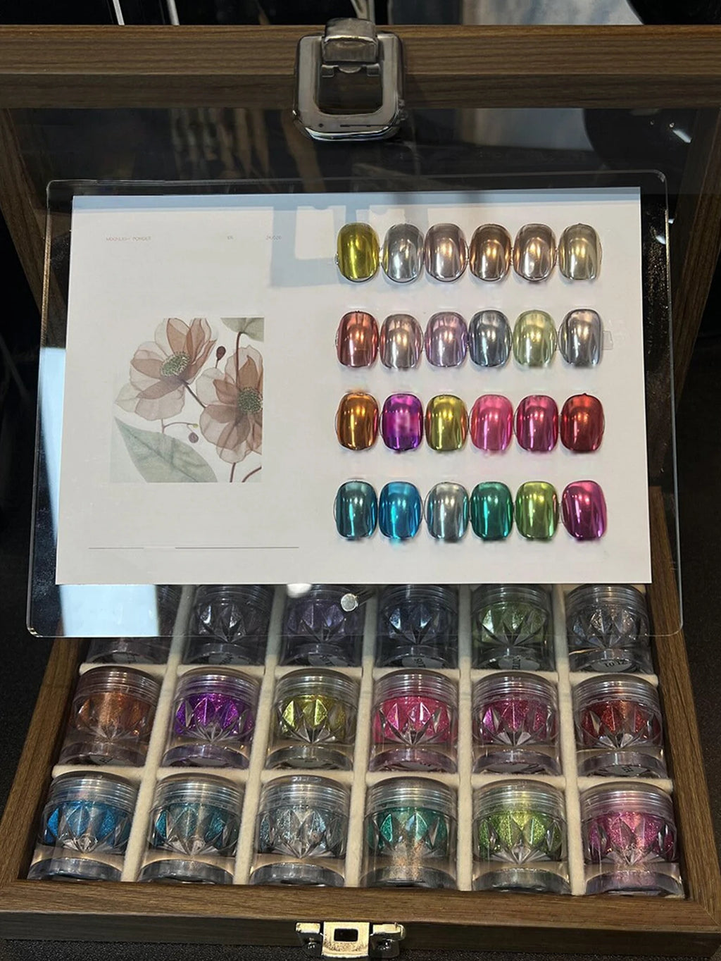 24-color Y2K Mirror-finish Nail Polish Powder Chart Storage Box DIY Qme