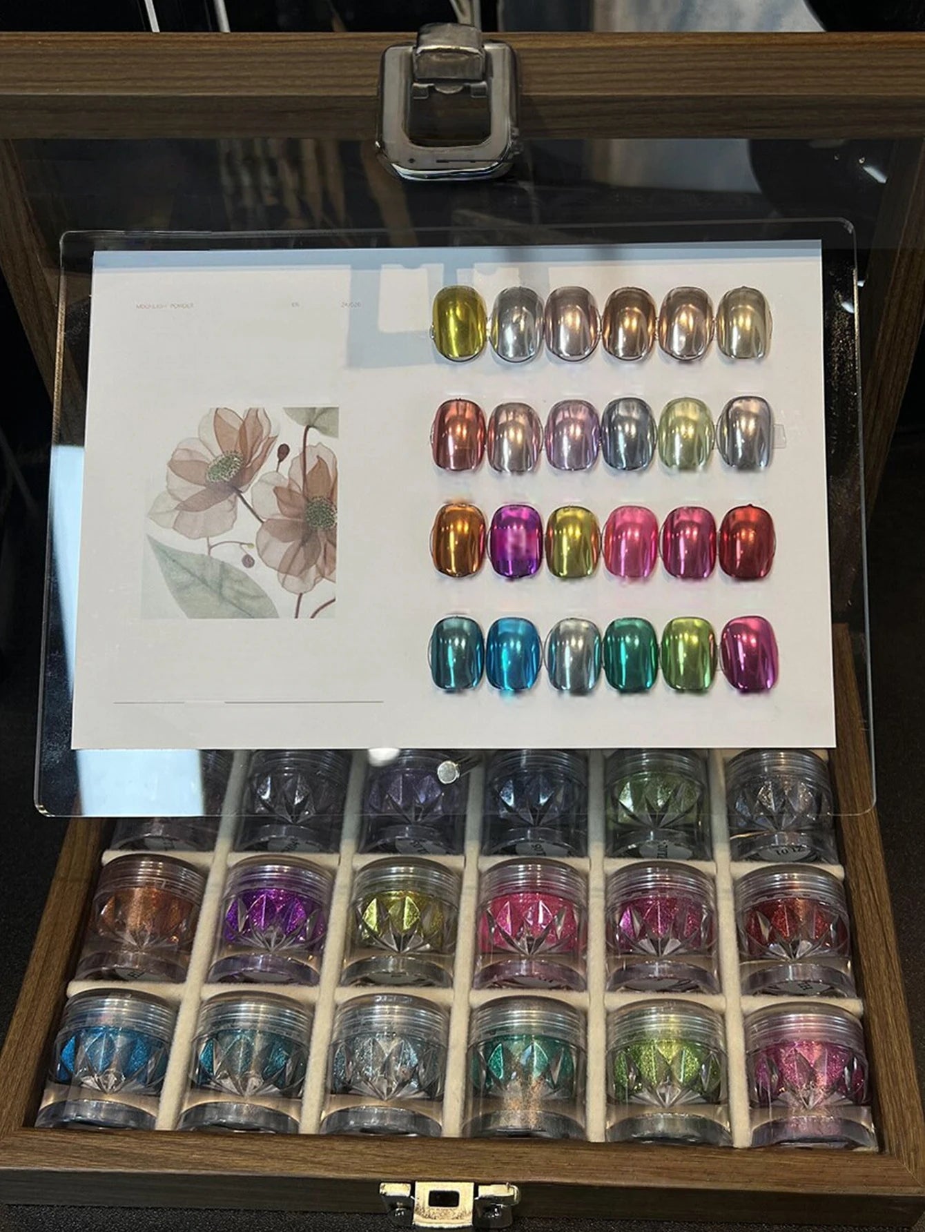 24-color Y2K Mirror-finish Nail Polish Powder Chart Storage Box DIY Qme