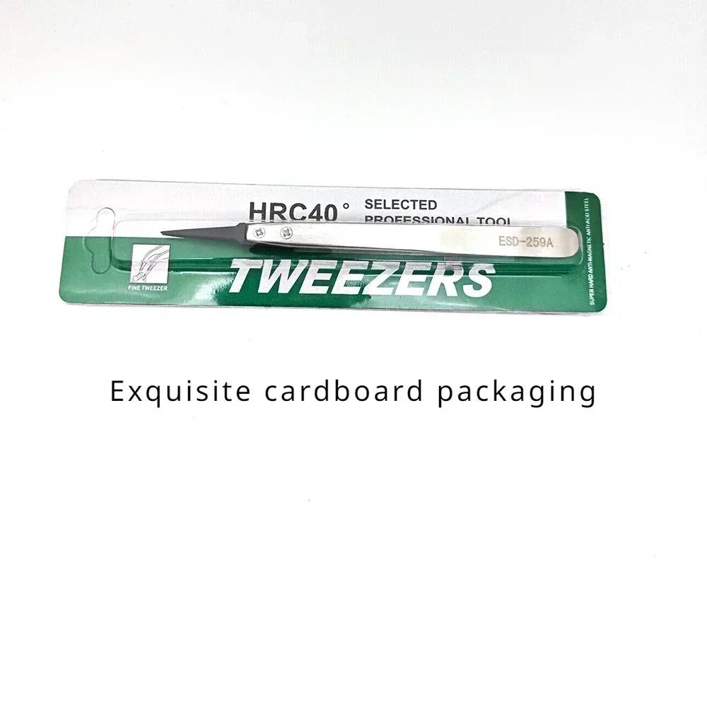 1-6PC Watch Hands Installation Work Tweezers Straight Elbow Handle Stainless Antistatic Plastic Tweezers ESD-259 ESD-259A ESD-7A Qme