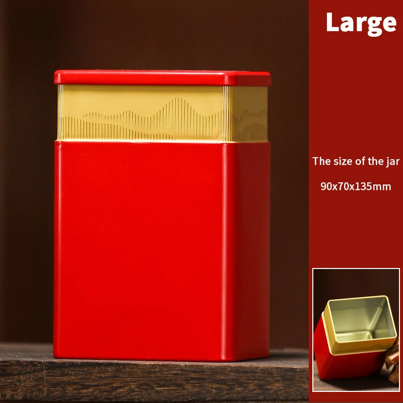 Mini Empty Tea Tin Can Household Green Black Tea Sealed Jar Portable Home Small Tea Packaging Box Tinplate Storage Cans Qme Large Red