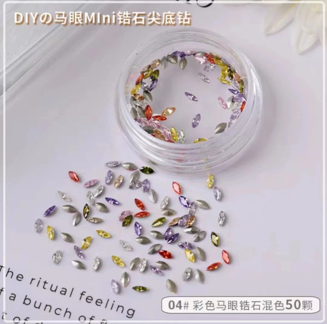 Mini Zircon Diamond Nail Art Jewelry Colorful Decoration Qme mix 50