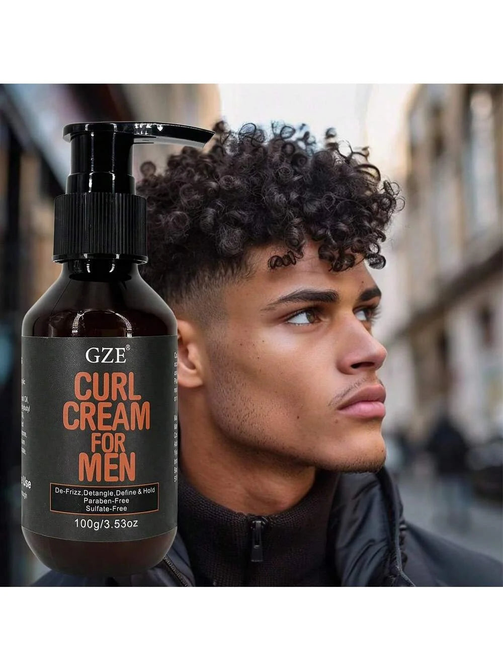 GZE MEN Castor Oil Curl Defining Cream Nourishing Curl Cream, Hydrate & Adds Shine - Color Safe & Sulfate Free Styling Product Qme