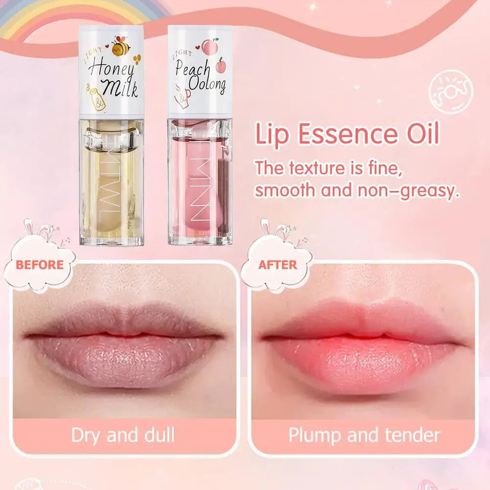 Korean Kawaii Lip Gloss Honey Peach Oil Long Lasting Non-sticky Qme