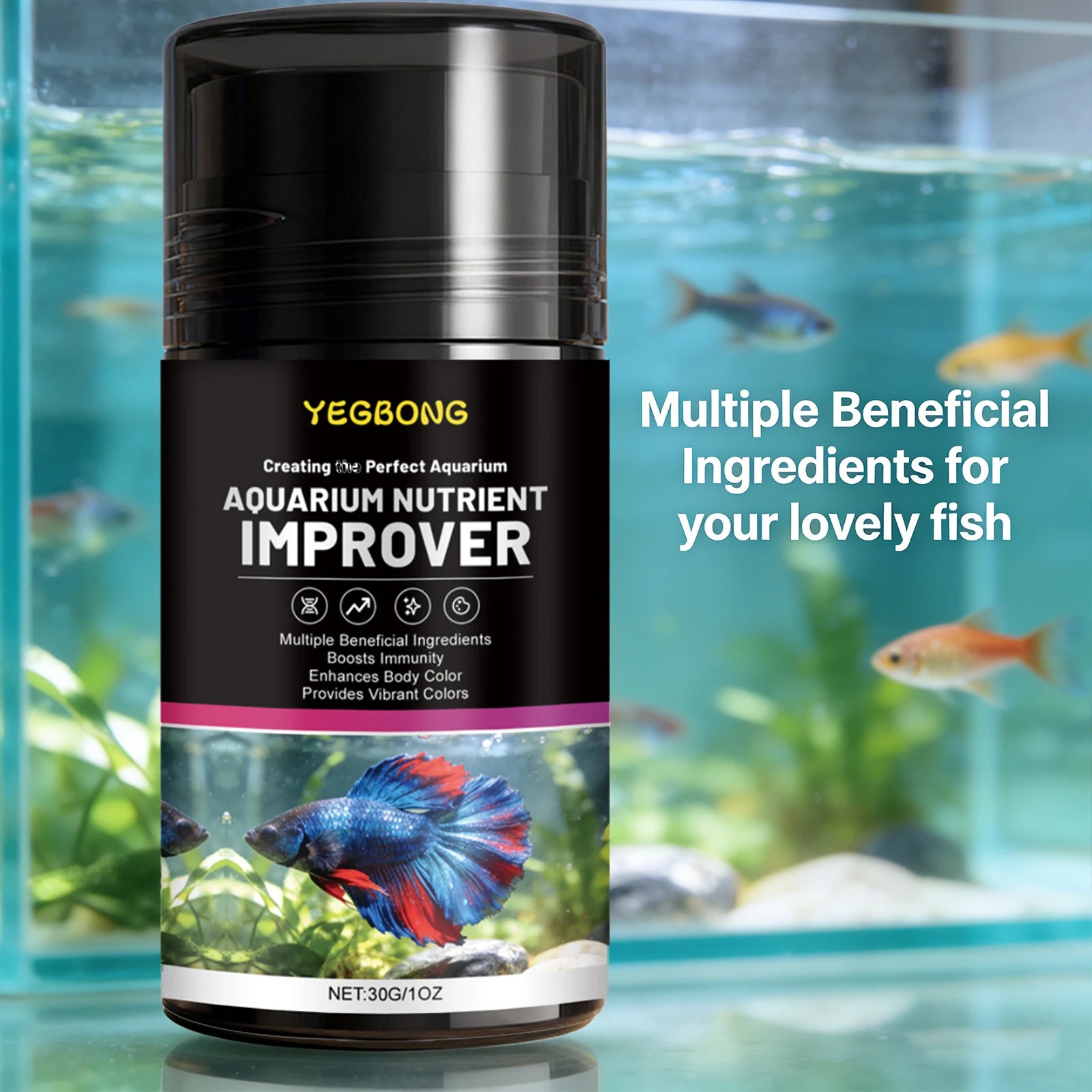 Aquarium Nutrient Improver Promoting Growth Supplement Natural Pigment Enhancing Color Boost Lmmunity Ornamental Fish Care Agent Qme