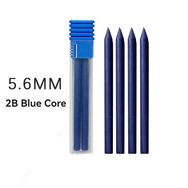 5.6mm Metal Mechanical Pencil And 2B/4B/6B/8B Pencil Refill For Writing Tool Sketch Comics Design Automatic Pencil Qme 1 box blue Refill