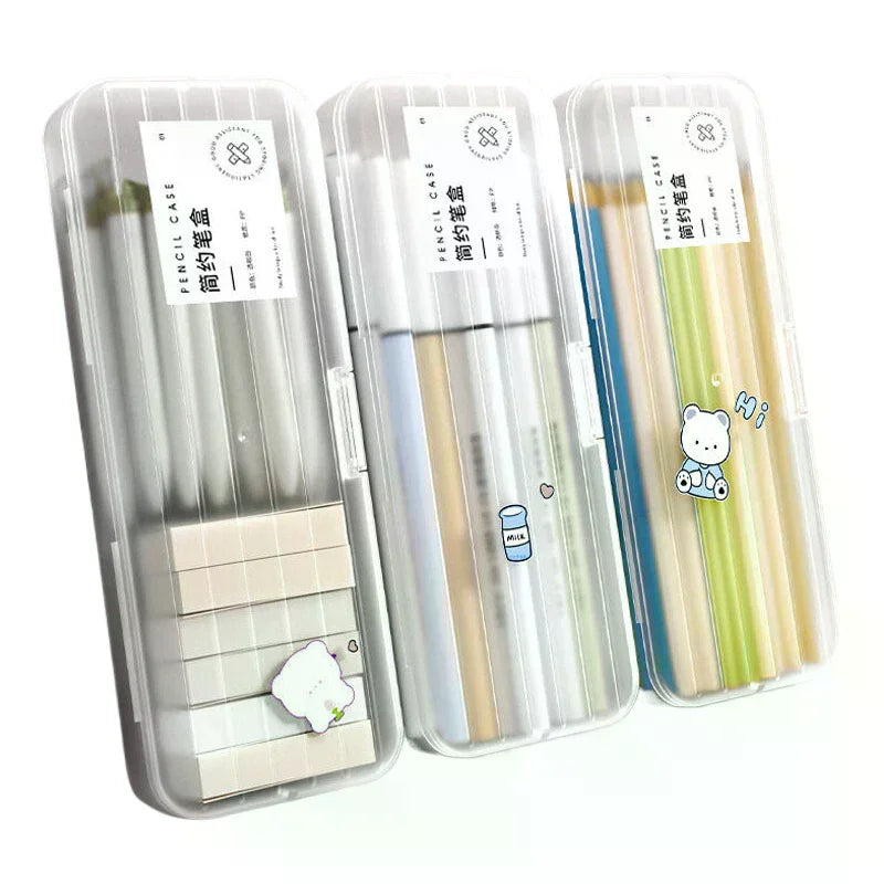 Fashion Pencil Cases Simple Matte Transparent Box High-capacity Qme