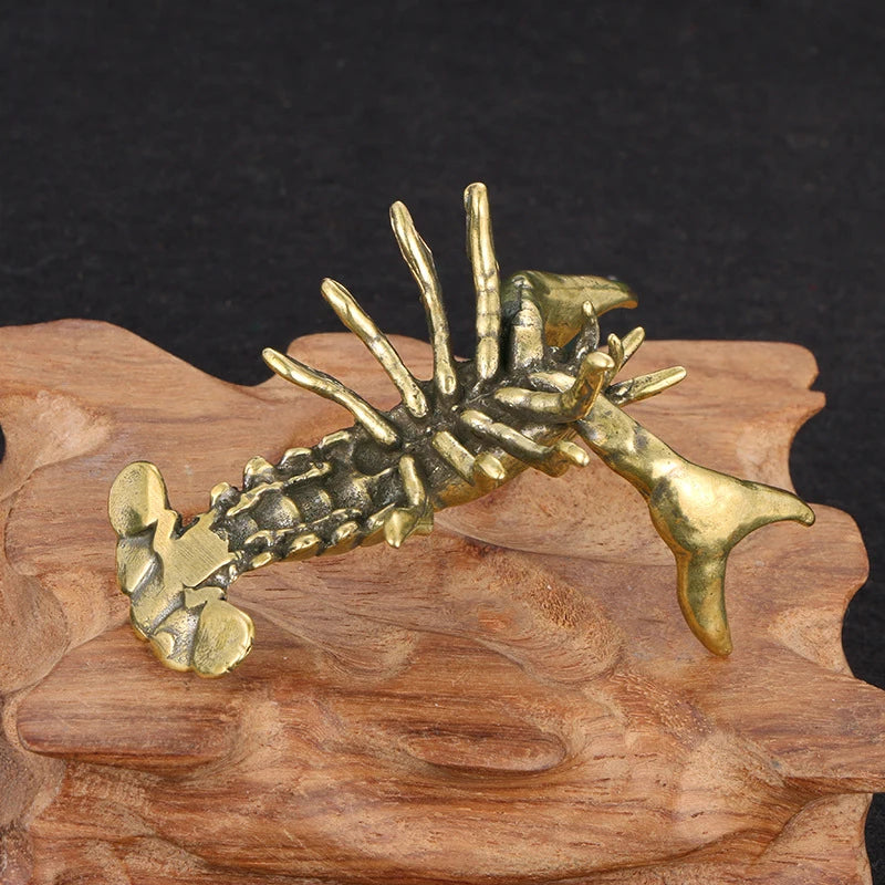 ^Solid Brass Crayfish Ornament Vintage Animal Pen Holder Desktop Decoration Crafts Collections Lobster Figurines Tea Pets Qme