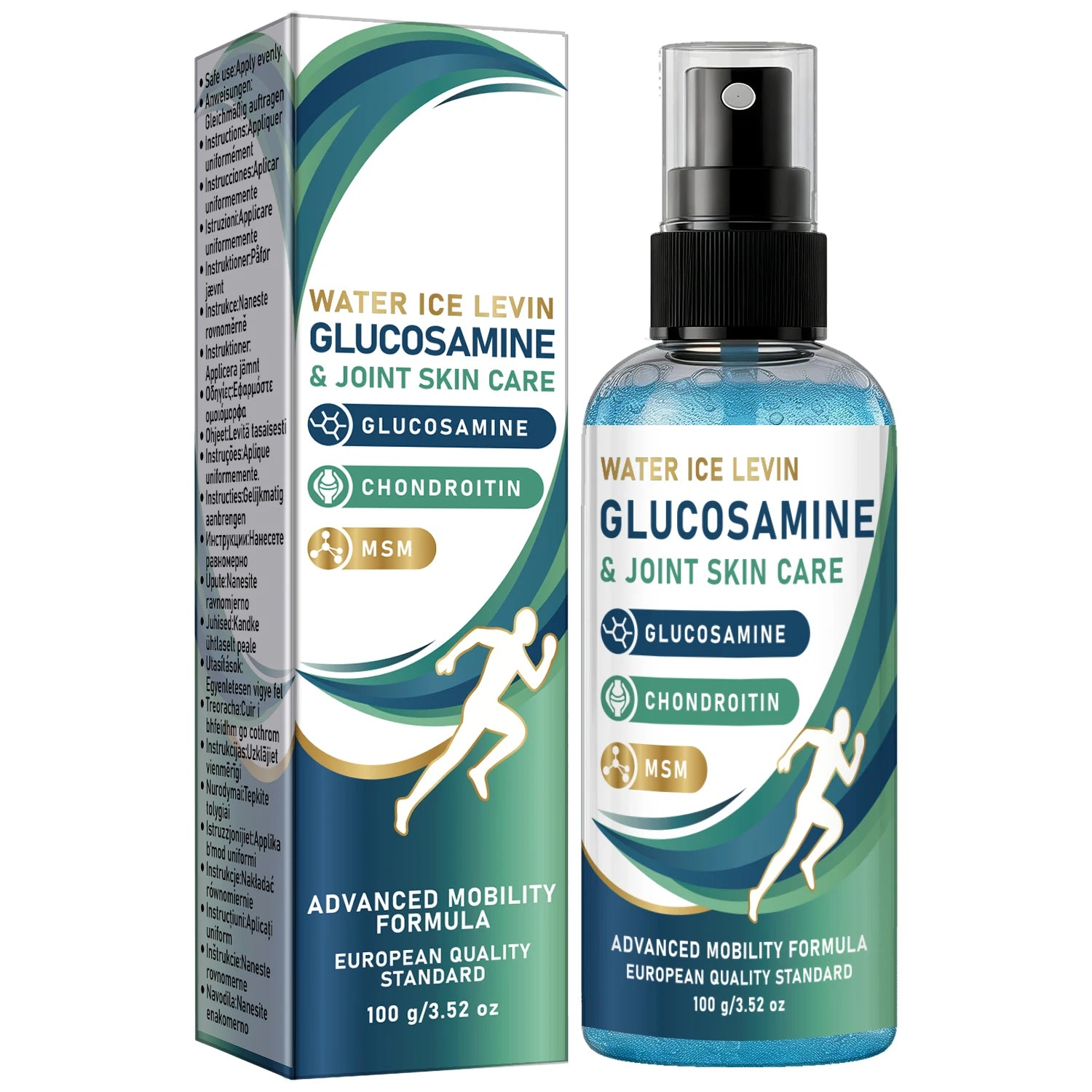 Advanced Mobility Glucosamine MSM Joint Spray, Collagen Hydrating Chondroitin Body Care Mist Qme SKY BLUE 100g