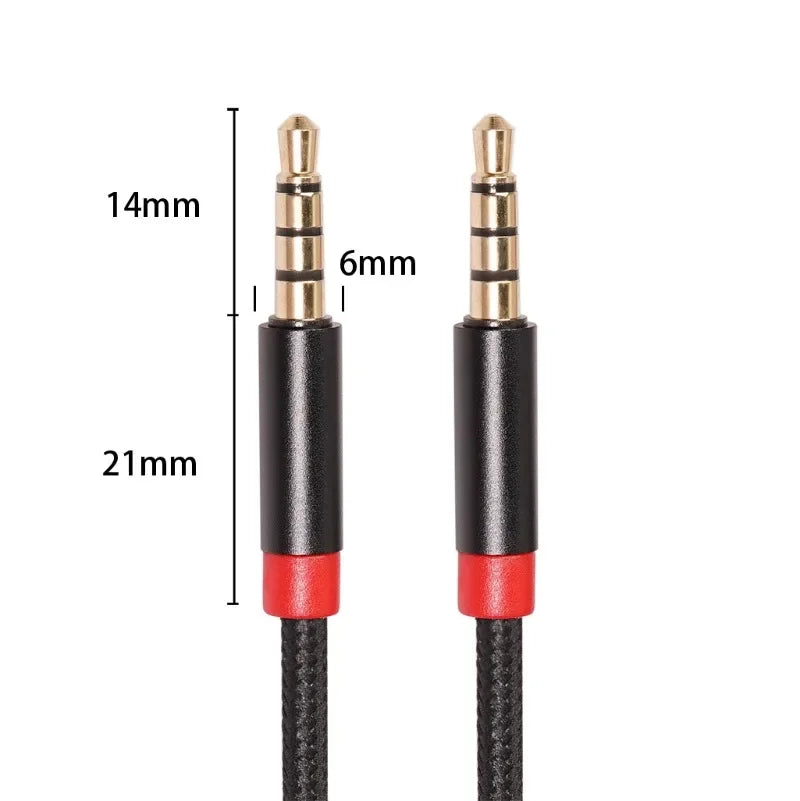 3.5mm Audio Cable Nylon Braided Male To Male Audio Extension Cable for Headphones Car Speaker Gold Plated Plug Auxiliary Cord Qme