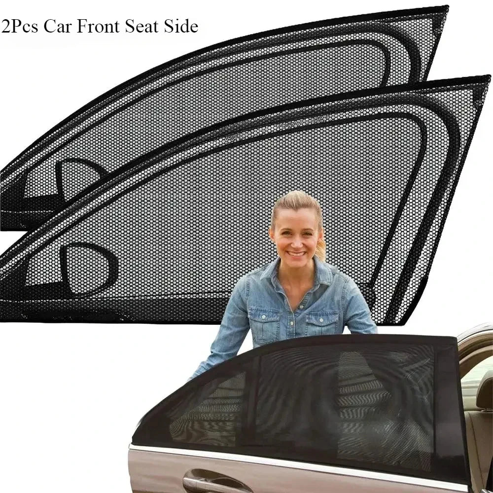 2pcs Car Rear Side Window Sunshade UV Protect Shield Mesh Prevent Mosquito Sunshine Privacy Protection Foldable Curtain Qme Car Front Seat Side