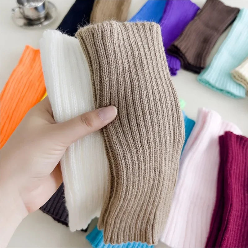 Sweet Girls Candy Color Korean Kids Leg Warmers Knitted Foot Cover Children Solid Autumn Winter Elastic Versatile Elephant Socks Qme