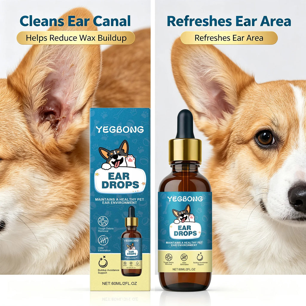 Dog Ear Care Drops Nourishing Removing Earwax Eliminate Odors Relieving Ear Discomfort & Itching Mild Pet Ear Cleansing Solution Qme