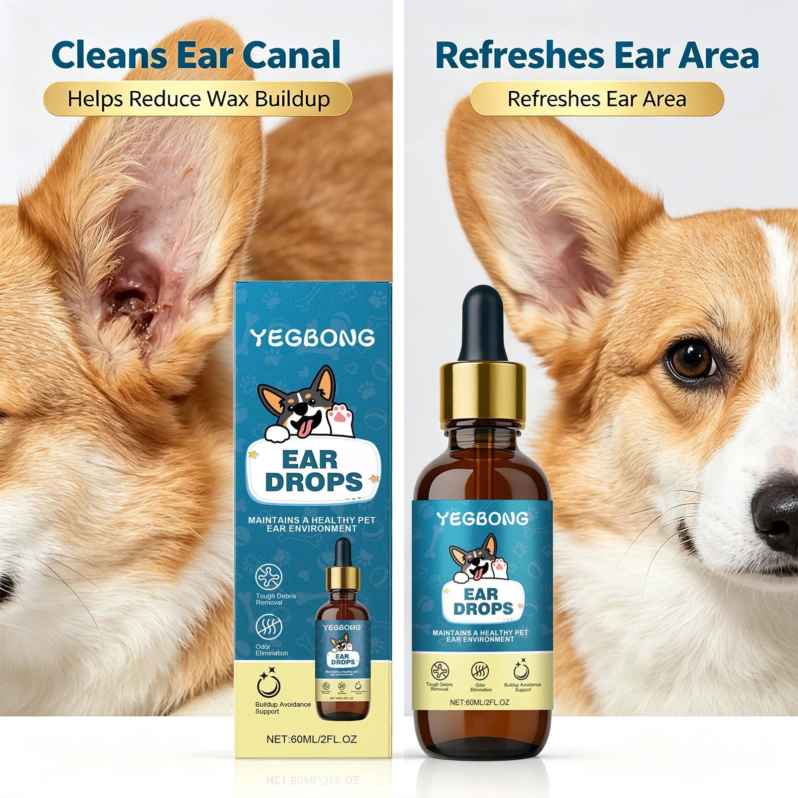 Dog Ear Care Drops Nourishing Removing Earwax Eliminate Odors Relieving Ear Discomfort & Itching Mild Pet Ear Cleansing Solution Qme