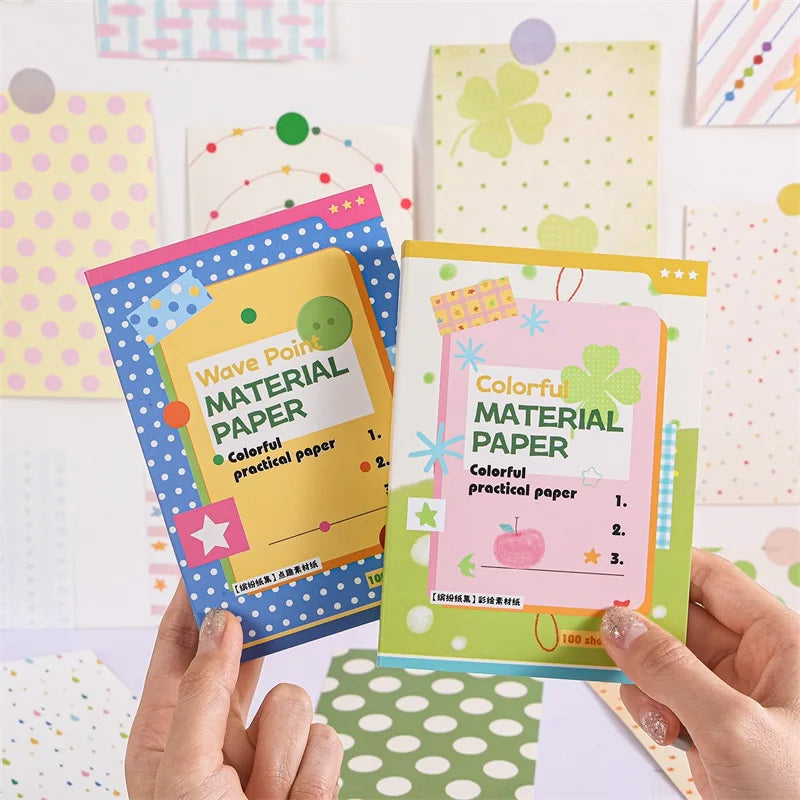 TIANZI 100 pcs Colorful style material Decorative Scrapbooking Diary Background paper DIY junk journal Lable Stationery supplies Qme