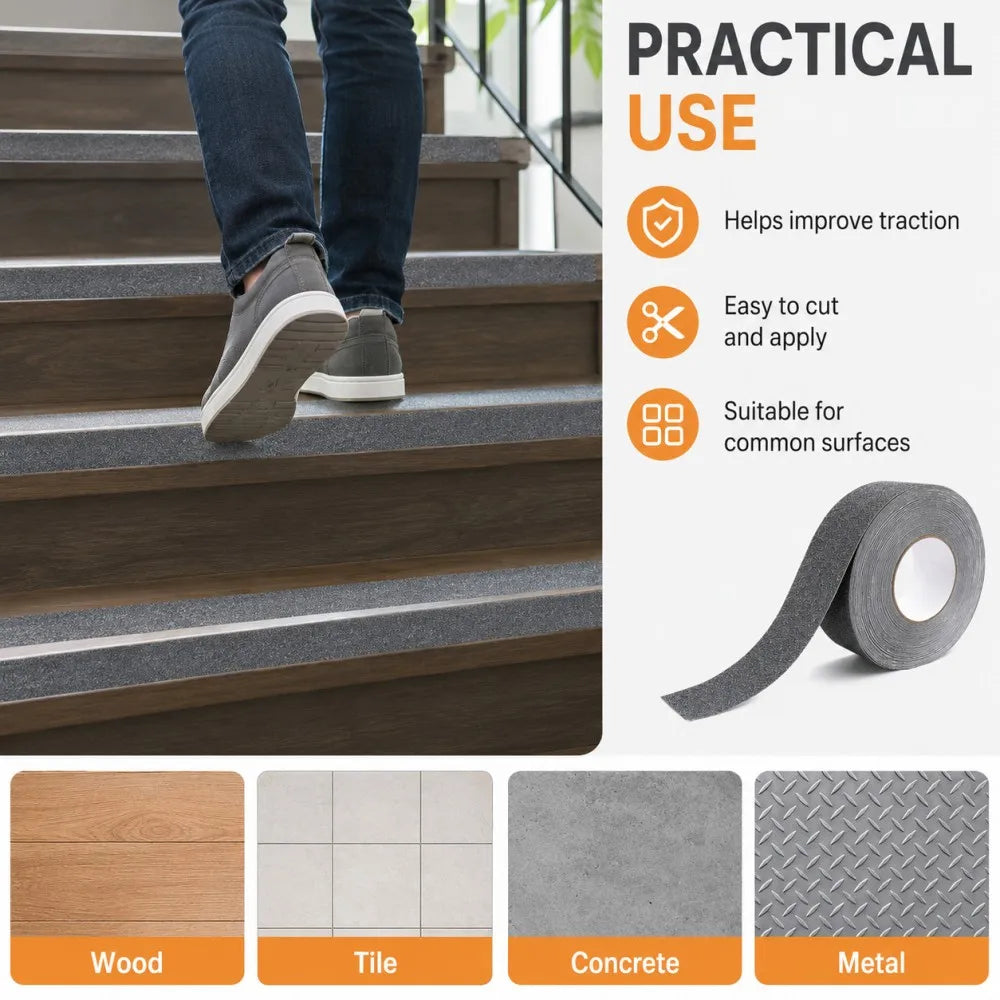 5cmX5m Anti Slip Adhesive Tape Non Skid Traction Strip for Bathroom Bathtub Edge Shower Floor Tile Kitchen Stair Treads Qme