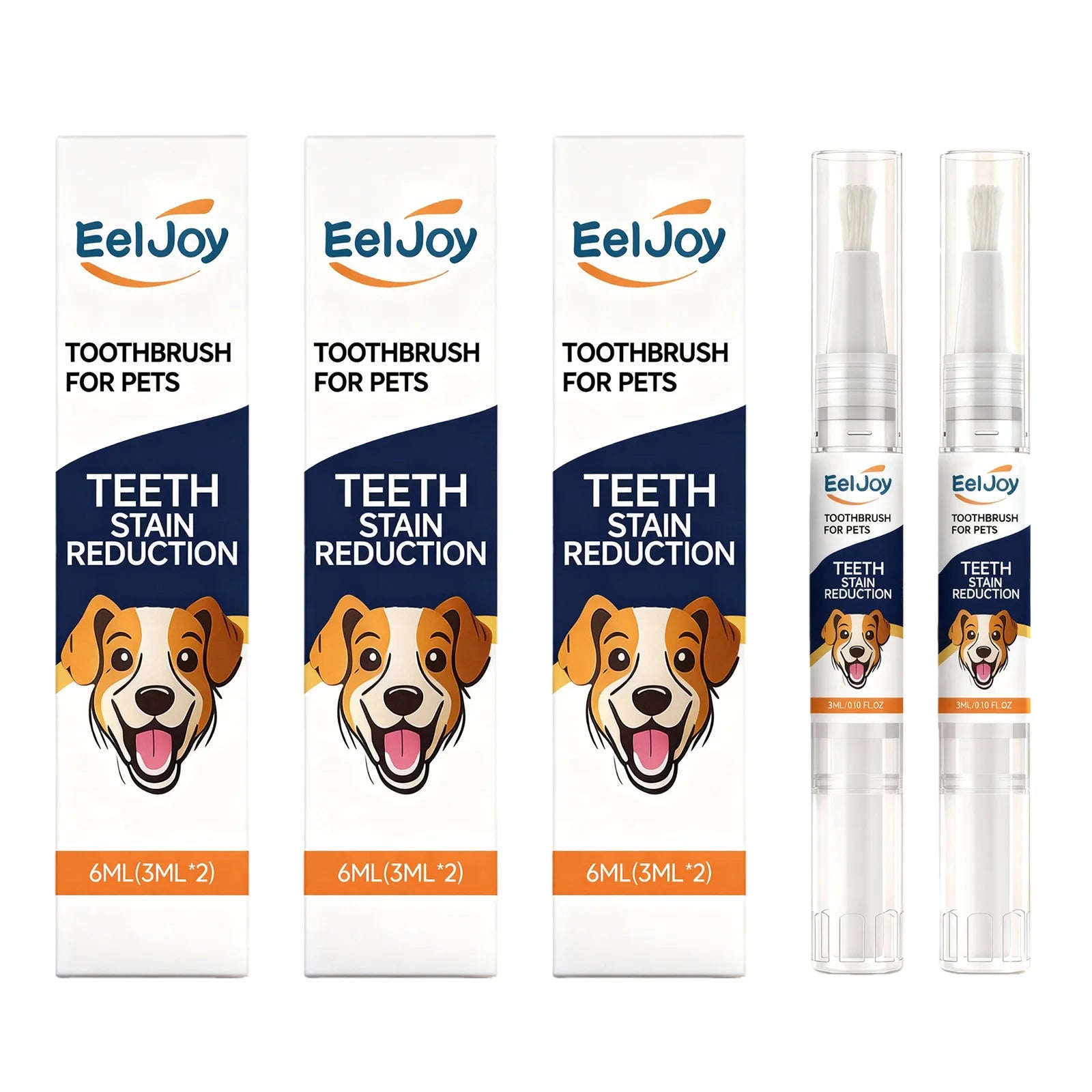 Pet Teeth Cleaning Pen Removing Plaque & Tooth Stains Freshing Breath Whiten Teeth Easy‑to‑use Gentle Dogs & Cats Oral Care Tool Qme 3 x 2PCS Boxed