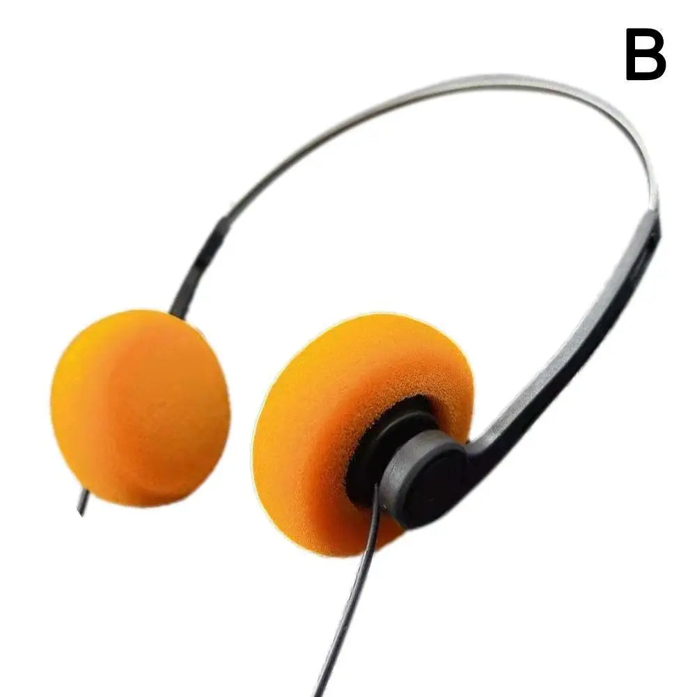 INS Japanese Retro Headphones Nostalgic Headsets HiFi MP3 Walkman Headphones Sports Photo Props Wired Earphone Personality Qme orange