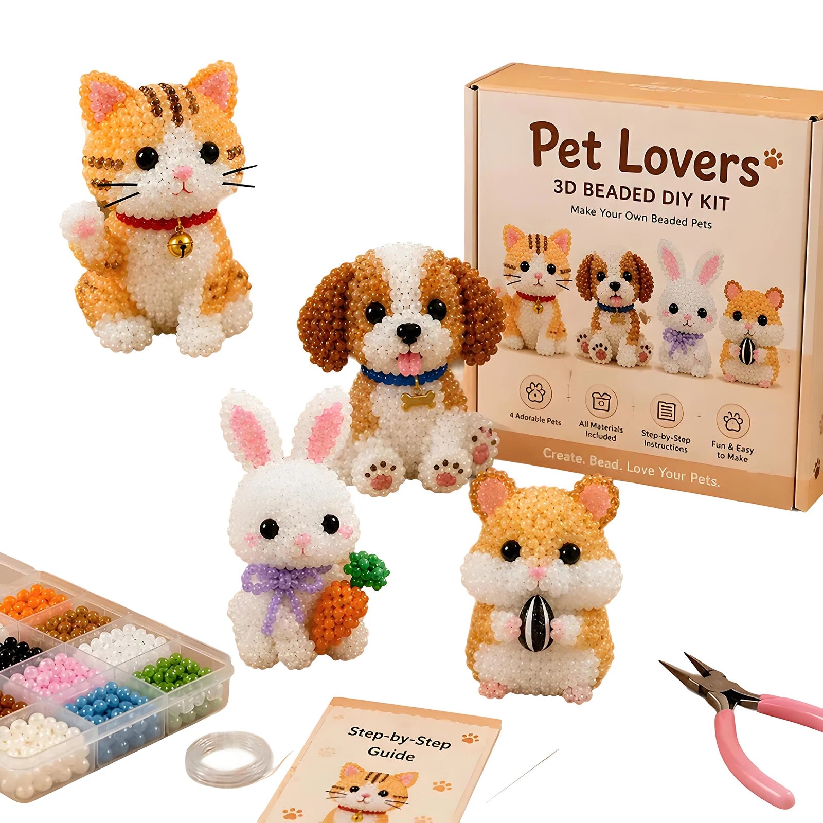Cute Farm Animal Bead Craft Diy 3d Beaded Ornament Perfect Home Decor