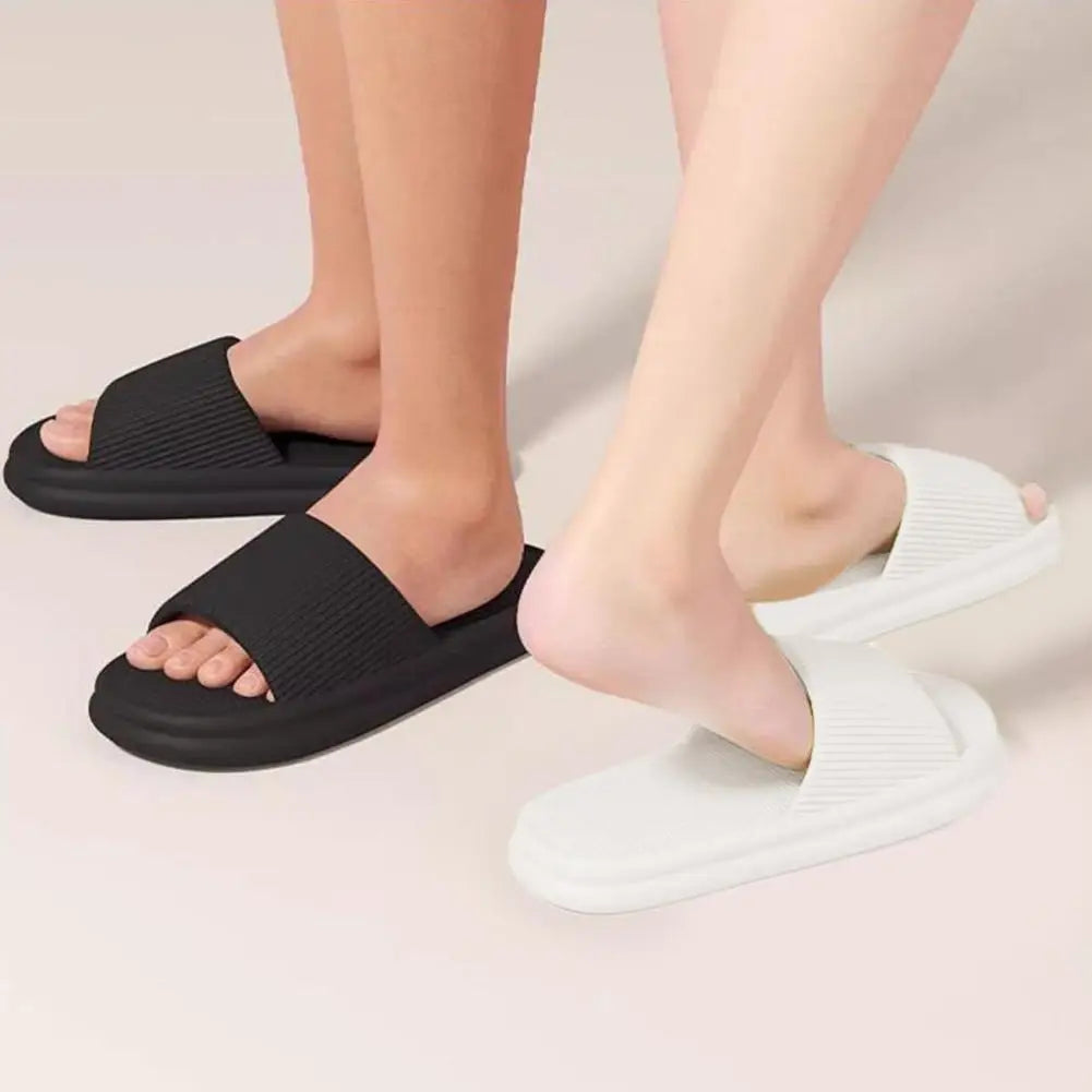 Women Summer Concise EVA Slippers Men Soft Home Slides Couples Bathroom Non-slip Sandals Adults Comfortable Outdoor Beach Shoes Qme