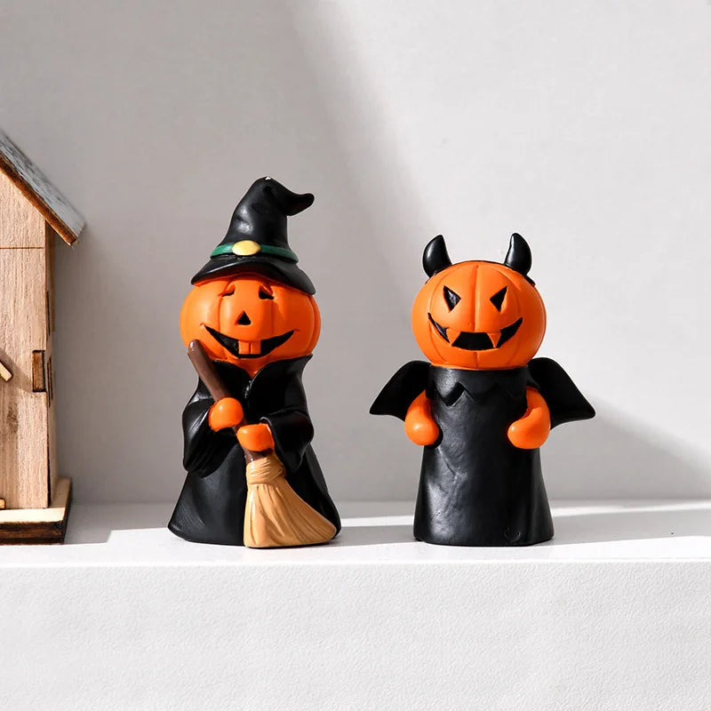 Halloween Resin Ornaments Pumpkin Ghost Witch Dolls Desktop Decor Qme