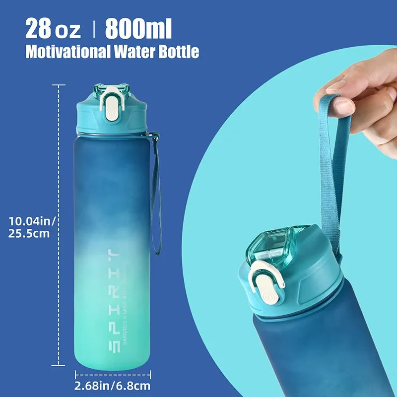 800ml Large Capacity Sports Water Bottle Leak Proof Colorful Plastic Cup Drinking Outdoor Travel Portable Gym Fitness Jugs Qme