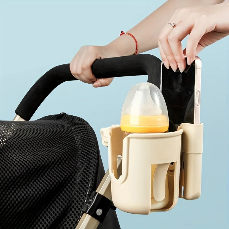 Universal Stroller Cup Holder Phone Combo 2-in-1 Adjustable Bottle Qme