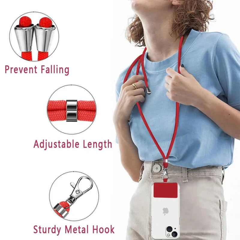 2Pcs Universal Adjustable Phone Lanyard Strap Mobile Phone Hanging Rope Neck Straps Anti-lost Lanyards Cell Phone Accessories Qme