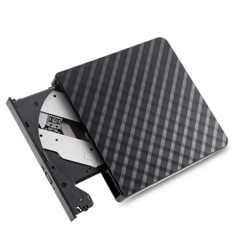 Black White Portable USB 3.0 External DVD Burner CD/DVD ROM CD RW Player Optical Drive Writer Recorder for Laptop Computer PC Qme black