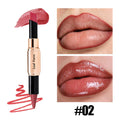 2-in-1 Ultra Fine Lip Liner Velvet Matte Dark Purple Mirror Lipstick Waterproof Non Sticky Contouring Tint Outline Lip Makeup Qme 02