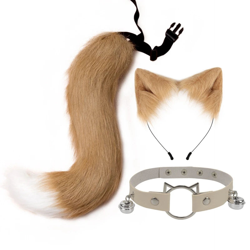 Handmade Simulation Cat Ear Headband Fox Tail Accessories Qme Khakis