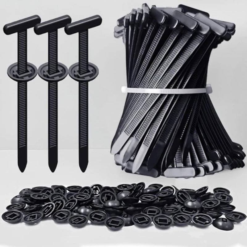 100/200pcs T Shape Cable Zip Ties With Fixed Base Mounting Self Locking Plastic Wire Clips For Car Wiring Harness Organizer Qme